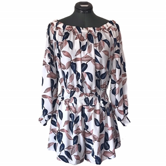 bishop + young Pants - bishop + young Leaf Print Off-the-Shoulder Romper